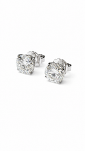 Carregar imagem no visualizador da galeria, Brinco solitário em prata 925 com banho de ródio 10mm Moissanite 3,50cts
