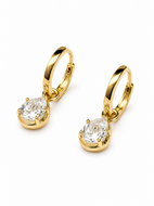 Argola em prata 925 com banho de ouro 18k gota Moissanite 2,40cts