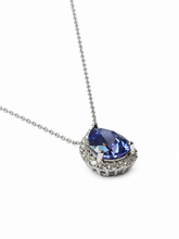 Carregar imagem no visualizador da galeria, Colar em prata 925 com banho de ródio , zircônia tanzanita fusion e Moissanite em volta
