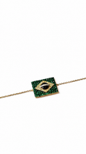 Carregar imagem no visualizador da galeria, Pulseira em prata 925 com banho de ouro 18k bandeira do Brasil com Zirconias coloridas
