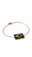 Pulseira em prata 925 com banho de ouro 18k bandeira do Brasil com Zirconias coloridas