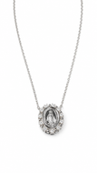 Colar em prata 925 com banho de ródio nossa senhora das graças com Moissanite em volta 0,33cts