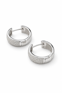 Argola em prata 925 com banho de ródio pavê em Moissanite 1,51cts