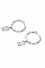 Carregar imagem no visualizador da galeria, Argola em prata 925 com banho de ródio Moissanite e navete Moissanite 2,41cts
