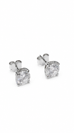 Brinco solitário em prata 925 com banho de ródio 8mm Moissanite 2,00cts