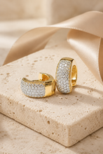 Carregar imagem no visualizador da galeria, Argola em prata 925 com banho de ouro 18k pavê em Moissanite 0,69cts
