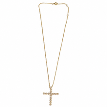 Carregar imagem no visualizador da galeria, Colar em prata com banho de ouro 18k pingente cruz com Zirconias

