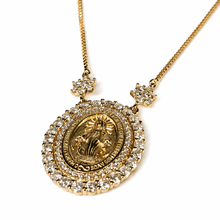 Carregar imagem no visualizador da galeria, Colar em prata 925 com banho de ouro 18k nossa senhora das graças com 2 voltas em Zirconias
