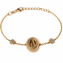 Carregar imagem no visualizador da galeria, Pulseira em prata 925 com banho de ouro 18k nossa senhora das graças e Moissanite
