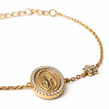 Carregar imagem no visualizador da galeria, Pulseira em prata 925 com banho de ouro 18k nossa senhora das graças e Moissanite
