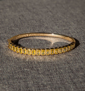 Pulseira em prata 925 banhada a ouro 18k Zirconias retangulares tom fancy yellow