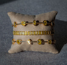 Carregar imagem no visualizador da galeria, Pulseira em prata 925 com banho de ouro 18K e Zirconias tom yellow fancy
