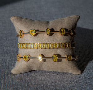 Pulseira em prata 925 com banho de ouro 18K e Zirconias tom yellow fancy