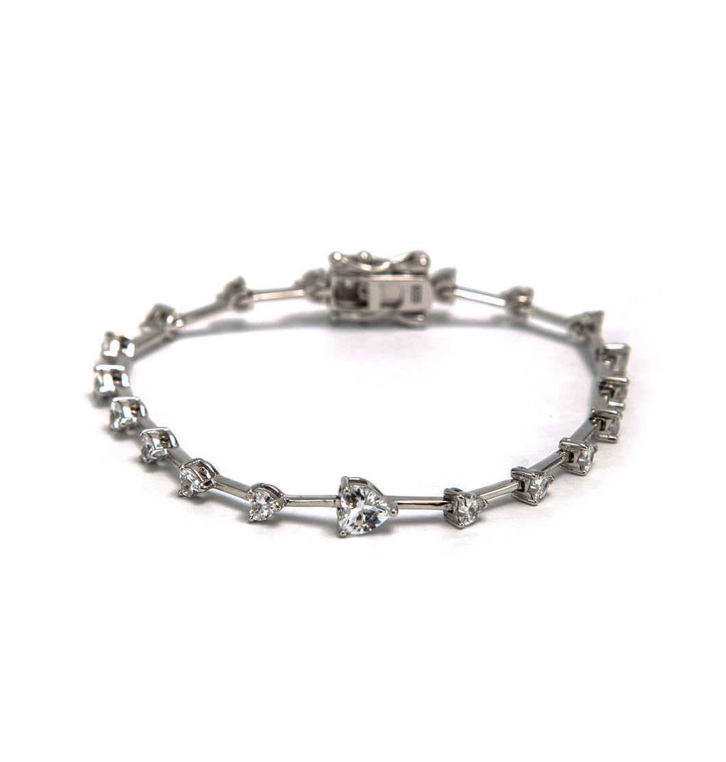 Pulseira riviera em prata 925 banhada a ródio modelo fio faca e Zirconias