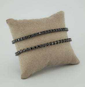 Pulseira Riviera em prata 925 com banho de ródio Negro e Zirconias negras 4 garras