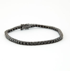 Pulseira Riviera em prata 925 com banho de ródio Negro e Zirconias negras 4 garras