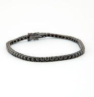 Pulseira Riviera em prata 925 com banho de ródio Negro e Zirconias negras 4 garras
