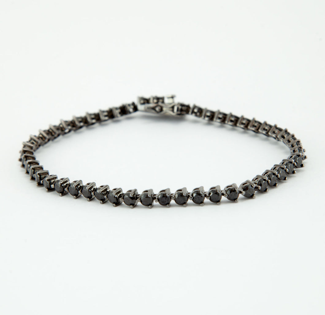 Pulseira Riviera em prata com banho de ródio negro e Zirconias Negras