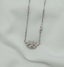 Carregar imagem no visualizador da galeria, Colar em prata 925 banhado a ródio olho grego em Zirconias
