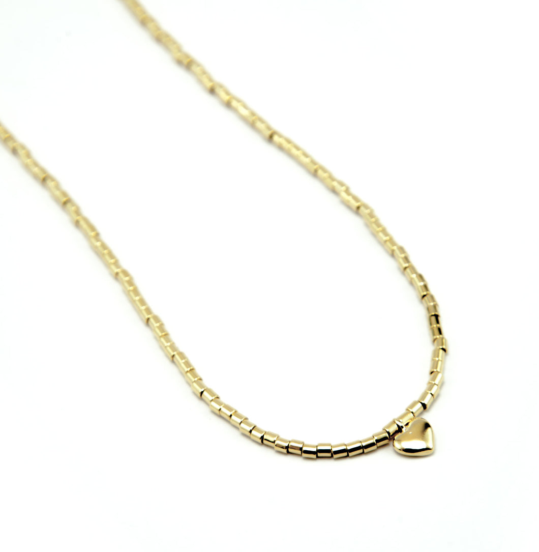 Colar banho de ouro 18k canutilho e coração