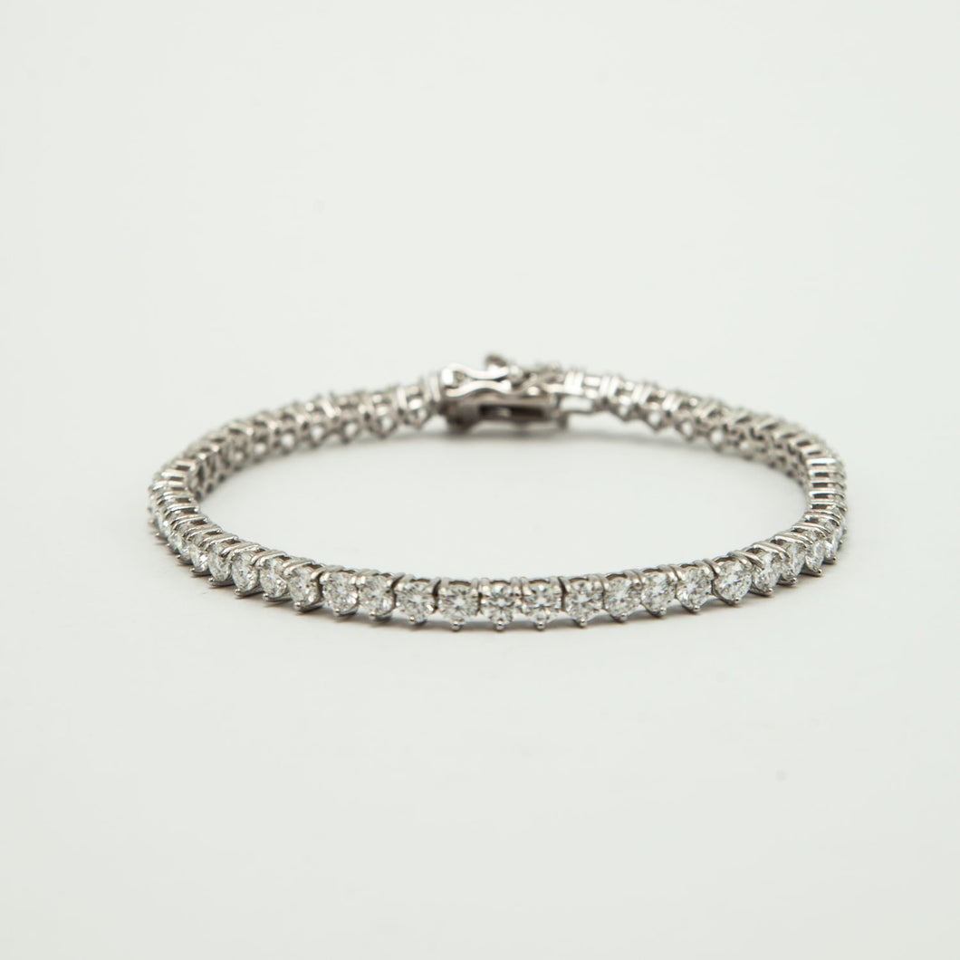 Pulseira riviera em prata 925 banhada a ouro branco Moissanite 3 garras