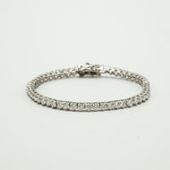 Pulseira riviera em prata 925 banhada a ouro branco Moissanite 3 garras