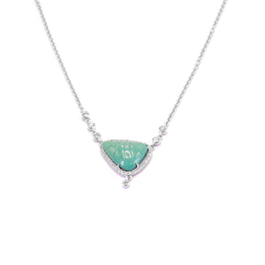 Colar prata 925 com pingente turquesa com zirconias em volta