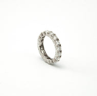 Aliança inteira em prata com banho de ródio , Moissanite 4mm , 3,95cts