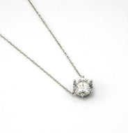 Colar em prata com banho de ródio , solitário 6 garras , Moissanite 10mm, 3cts