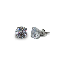 Carregar imagem no visualizador da galeria, Brinco prata 925 com banho de rodio e zirconia 10MM
