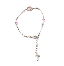 Carregar imagem no visualizador da galeria, Pulseira prata 925 com banho de ródio nossa senhora das graças oval, Zirconias kunzita  em volta
