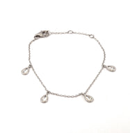 Pulseira em prata 925 com banho de ródio 4 gotas Zirconias cravação inglesa