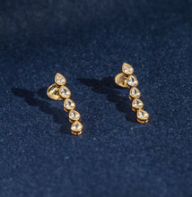Carregar imagem no visualizador da galeria, Brinco em prata 925 com banho de ouro 18k 5 gotas Zirconias cravação inglesa
