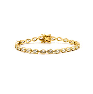 Pulseira riviera em prata 925 com banho de ouro 18k gotas cravação inglesa