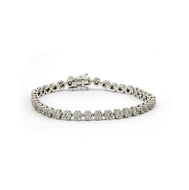 Pulseira em prata 925 com banho de ródio mini flores Zirconias