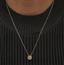 Carregar imagem no visualizador da galeria, Colar em prata com banho de rodio, zirconias brancas e redonda yellow fancy
