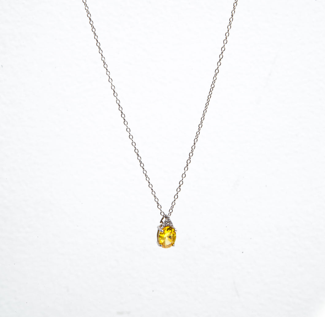 Colar em prata com banho de rodio, zirconia yellow Fancy