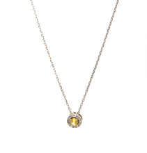 Carregar imagem no visualizador da galeria, Colar em prata com banho de rodio, zirconias brancas e redonda yellow fancy
