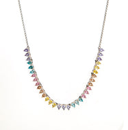 Colar em prata 925 banho de rodio e zirconias rainbow