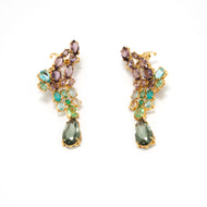 Brinco banhado a ouro 18k com cristais coloridos