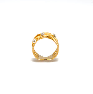 Anel em prata 925 banhado a ouro 18K com zirconias