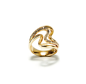 Anel em prata 925 com banho de ouro 18k e zirconias
