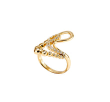 Carregar imagem no visualizador da galeria, Anel em prata 925 banhado a ouro 18k com zirconias
