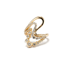 Anel em prata 925 banhado a ouro 18k com zirconias