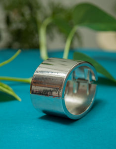 Bracelete largo banhado a rodio