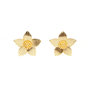 Brinco banhado a ouro 18k flor mini bolinhas