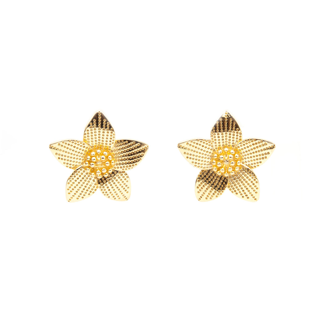 Brinco banhado a ouro 18k flor mini bolinhas