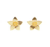 Brinco banhado a ouro 18k flor mini bolinhas