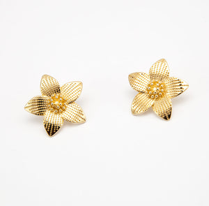 Brinco banhado a ouro 18k flor mini bolinhas