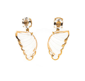 Brinco banhado a ouro 18k  asa de cristal de Rocha